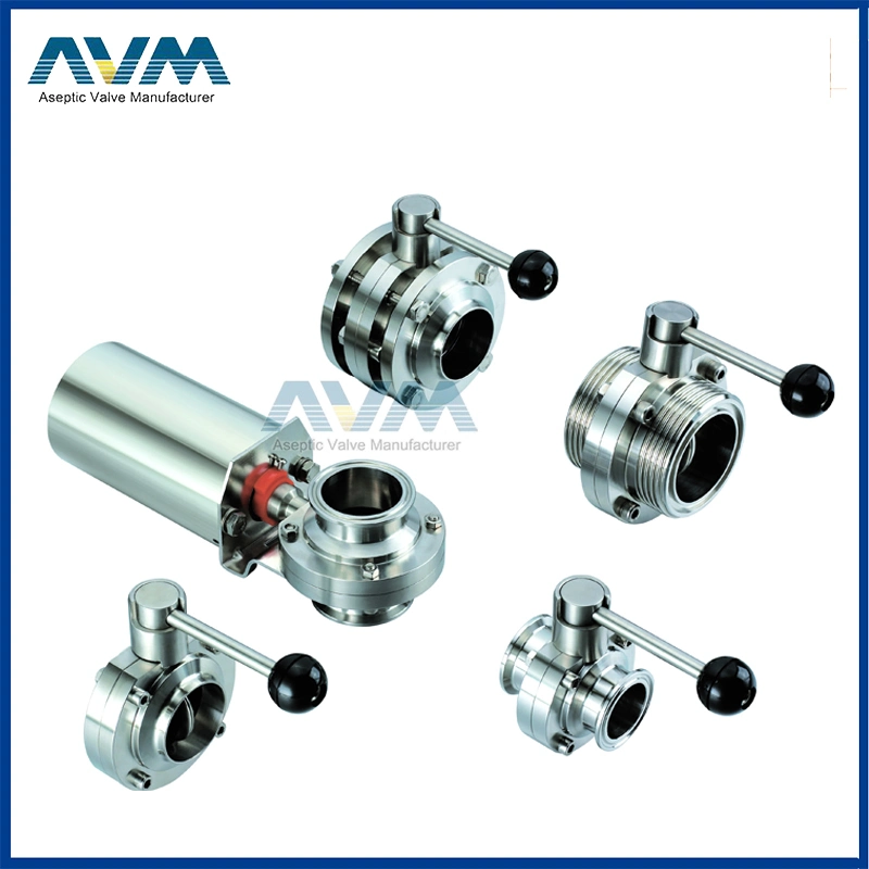 2.5" SMS Stainless Steel Tri-Clamp Butterfly Valves with Stainless Steel Multiple Hands